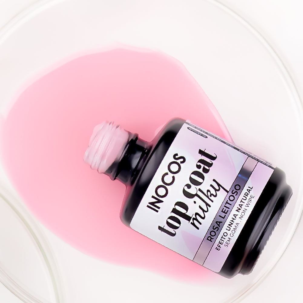 VERNIZ GEL INOCOS TOP COAT MILKY ROSA LEITOSO, 15ML
