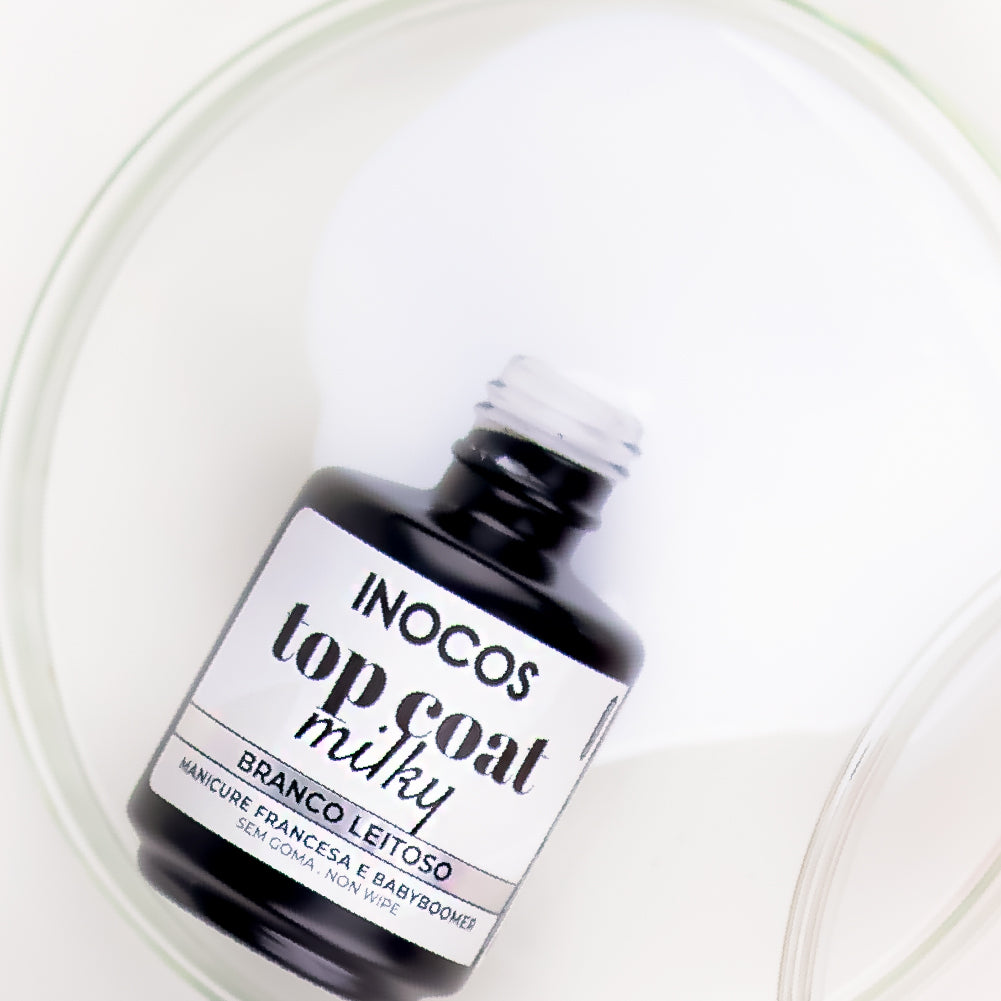VERNIZ GEL INOCOS TOP COAT MILKY BRANCO LEITOSO, 15ML