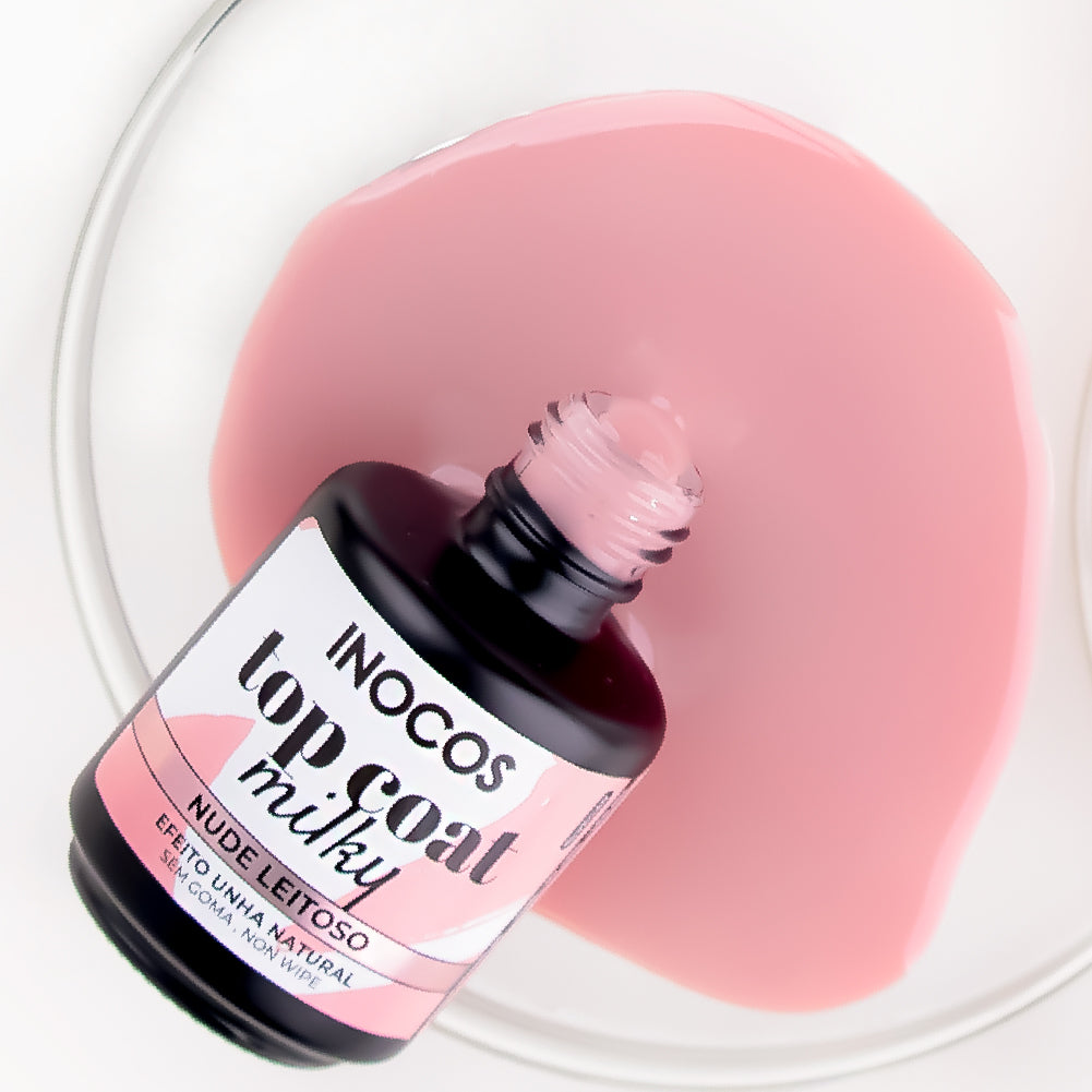 VERNIZ GEL INOCOS TOP COAT MILKY NUDE LEITOSO, 15ML