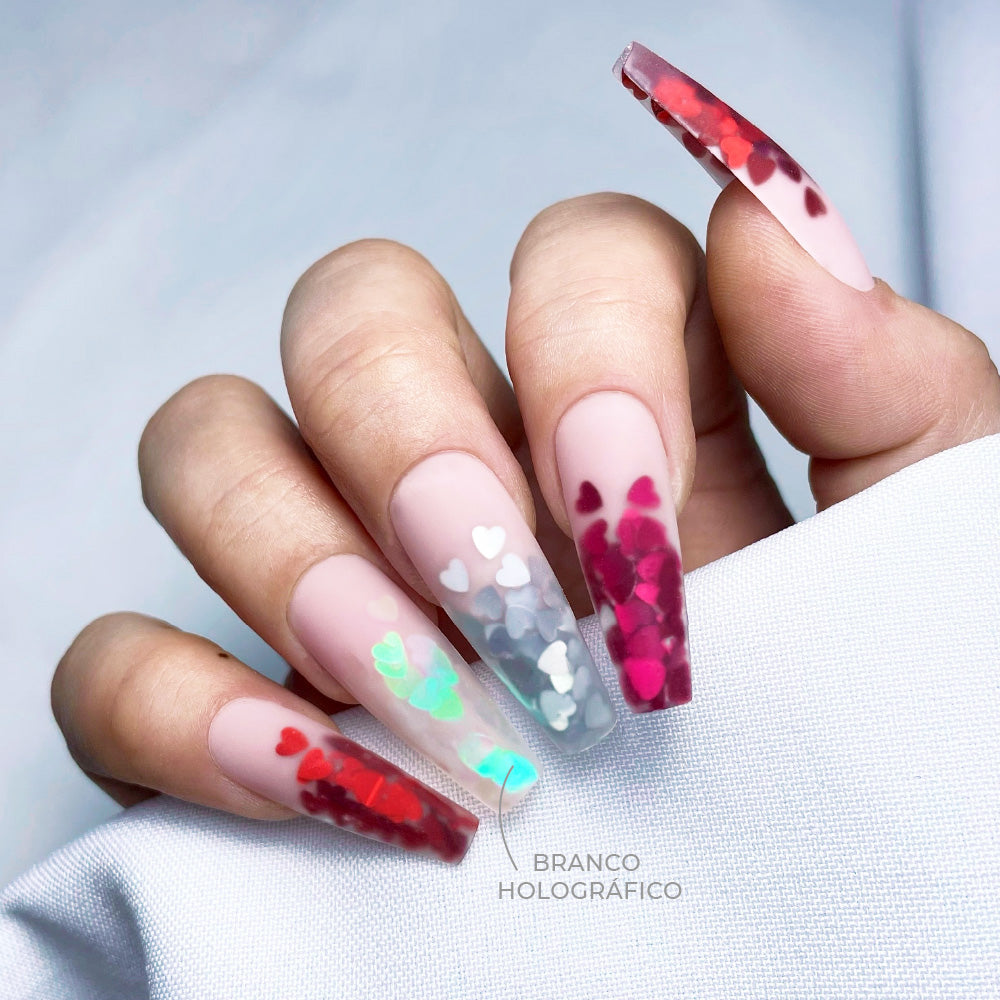 GLITTER XI-CORAÇÃO INOCOS BRANCO HOLOGRÁFICO, 1G