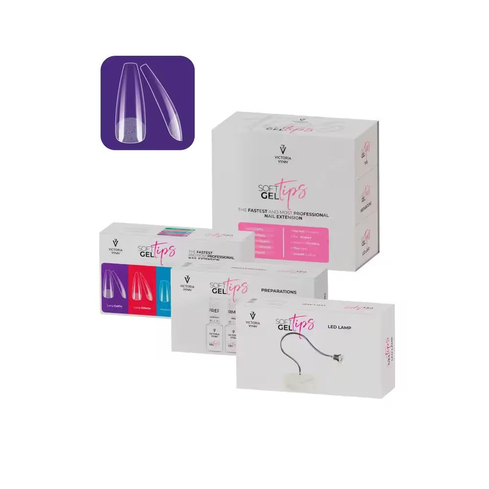 SOFT GEL TIPS Set with Long Coffin