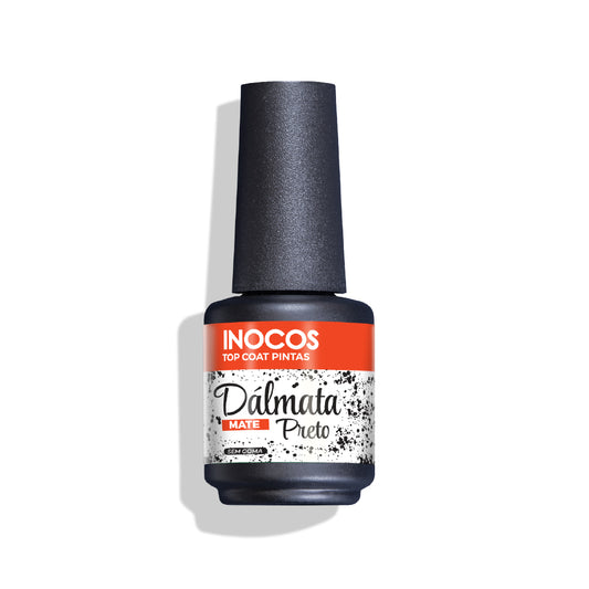 VERNIZ GEL INOCOS TOP COAT DÁLMATA PRETO MATE, 15ML