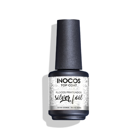 VERNIZ GEL INOCOS TOP COAT SILVER FOIL, 15ML