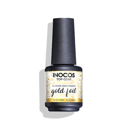 VERNIZ GEL INOCOS TOP COAT GOLD FOIL , 15ML