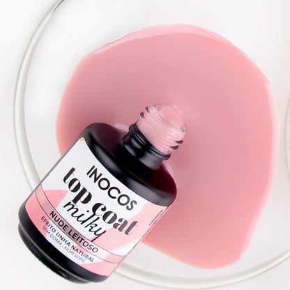 VERNIZ GEL INOCOS TOP COAT MILKY NUDE LEITOSO, 15ML