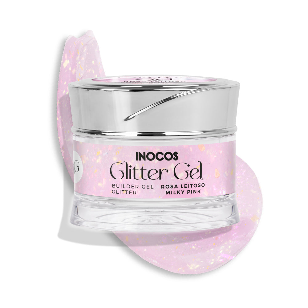 GEL CONSTRUÇÃO INOCOS GLITTER GEL ROSA LEIT., 50G