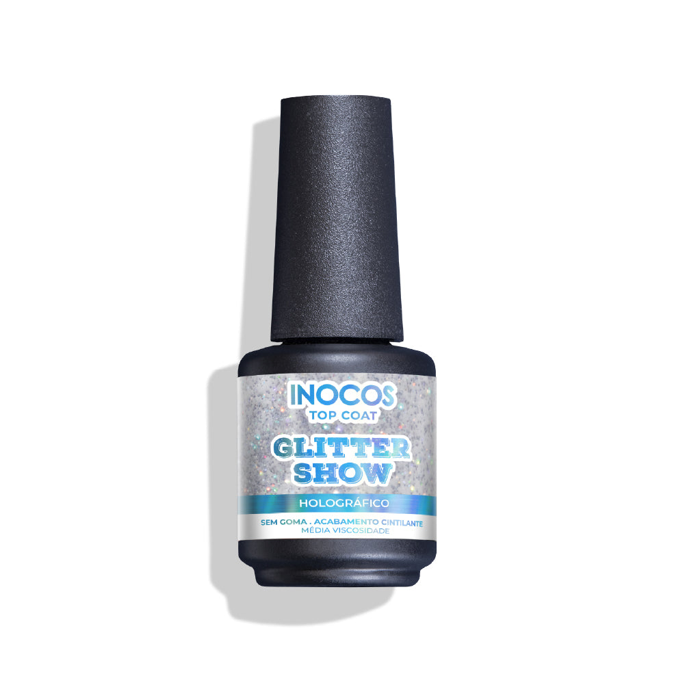 VERNIZ GEL INOCOS TOP COAT GLITTER HOLOG, 15ML