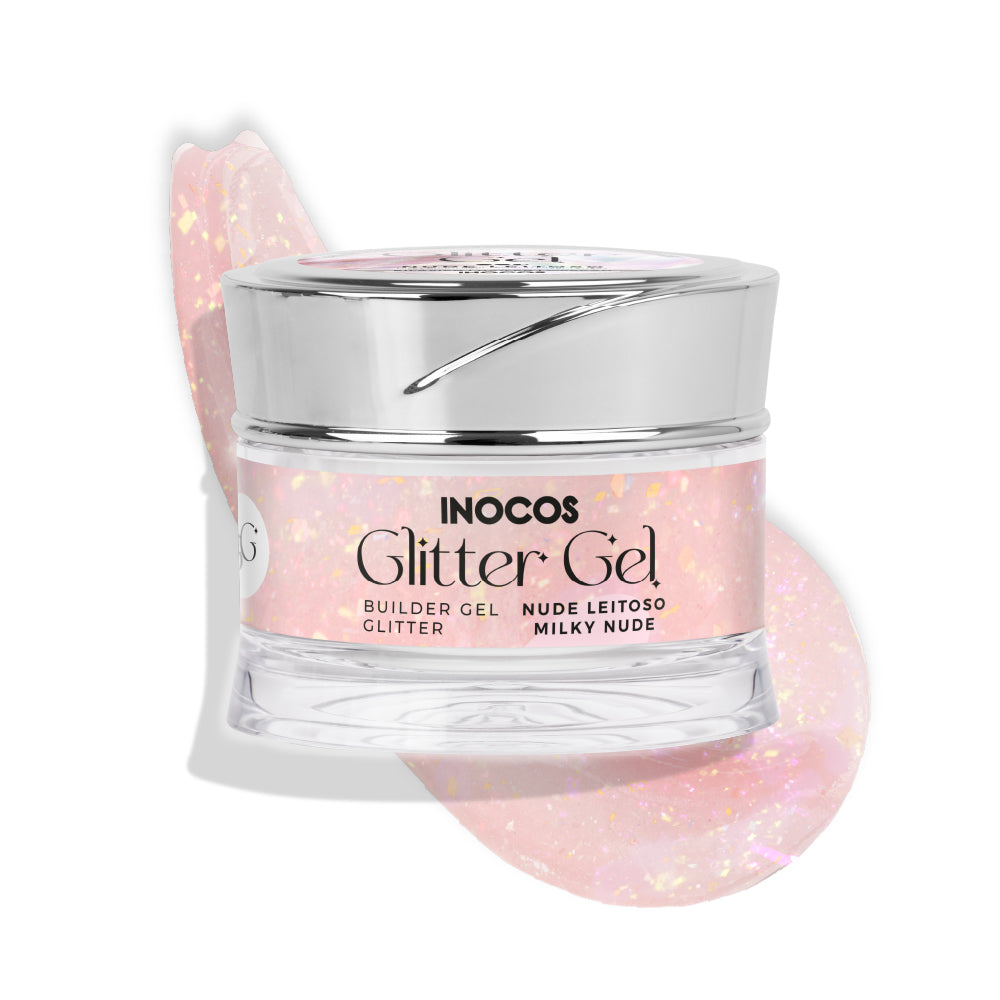 GEL CONSTRUÇÃO INOCOS GLITTER GEL NUDE LEIT., 50G