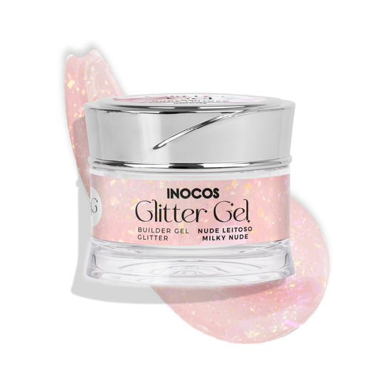 GEL CONSTRUÇÃO INOCOS GLITTER GEL NUDE LEIT., 50G