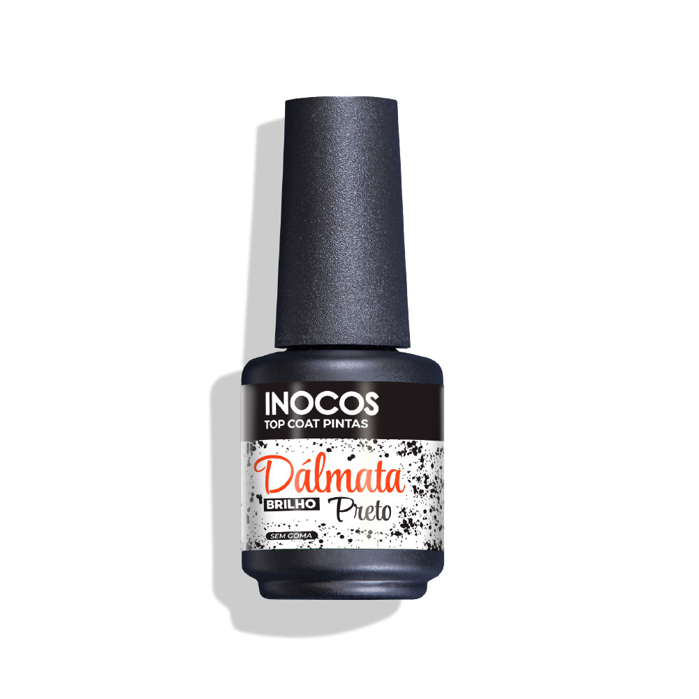 VERNIZ GEL INOCOS TOP COAT DÁLMATA PRETO BRILHO, 15ML