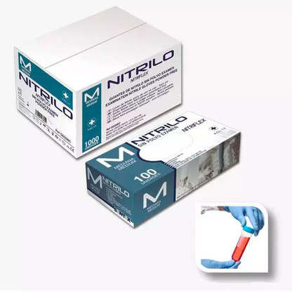 Luvas Nitrilo Descartáveis Azul 3.5 g - 100 Luvas - Tamanho M