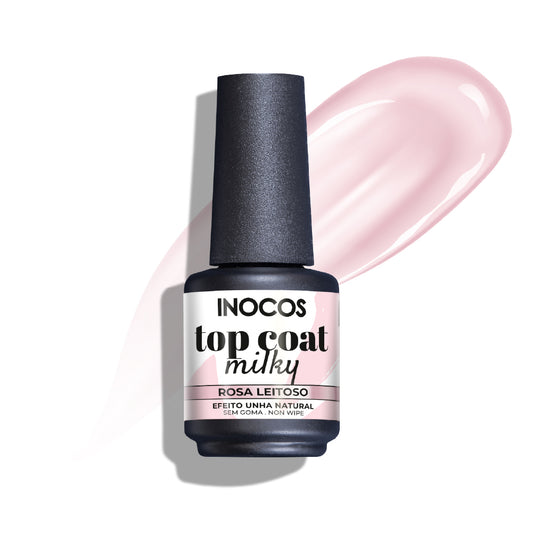 VERNIZ GEL INOCOS TOP COAT MILKY ROSA LEITOSO, 15ML