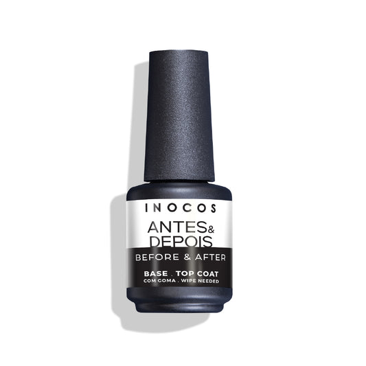 VERNIZ GEL INOCOS BASE E TOP ANTES E DEPOIS, 15ML