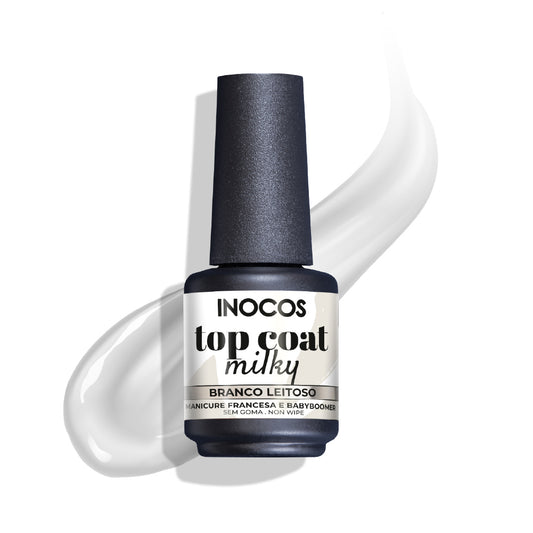 VERNIZ GEL INOCOS TOP COAT MILKY BRANCO LEITOSO, 15ML